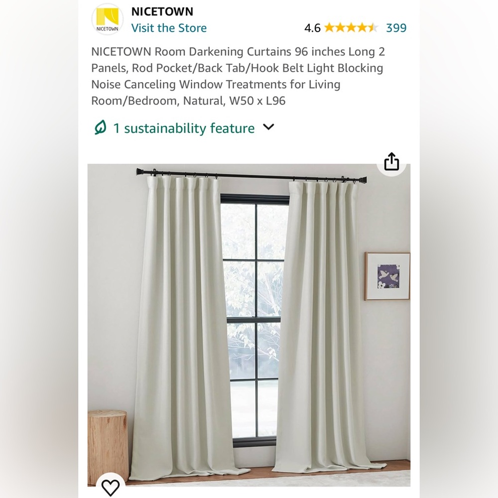 4 Panels - Nicetown Room Darkening Curtains - Natural Color - 50x96 - Faux Linen